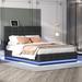 Tufted Upholstered Platform Bed with Hydraulic Storage System,Queen Size PU Storage Bed with LED Lights and USB charger