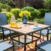 5-Piece Outdoor Dining Set Wood-look Square Table & 4 Textilene Dining Chairs