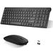 Rechargeable Wireless Keyboard Mouse UrbanX Slim Thin Low Profile Keyboard and Mouse Combo with Numeric Keypad Silent Keys for nova Y70 Plus - Black
