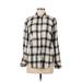 Old Navy Long Sleeve Button Down Shirt: Ivory Plaid Tops - Women's Size Medium