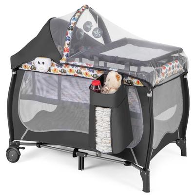 Costway 4 in 1 Portable Baby Nursery Center with Net and Music Box-Multicolor