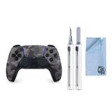 Pre-Owned Sony Play Station Dual Sense Wireless Controller Gray Camouflage With Electric Cleaning Kit BOLT AXTION Bundle (Refurbished: Like New)