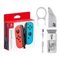 Joy-Con (L/R) Wireless Controllers for Nintendo Switch - Neon Red/Neon Blue With Cleaning Electric kit Bolt Axtion Bundle Used