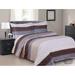 Violet Linen French Yardley Stripe Pattern, Luxury 200 Thread Count Cotton Percale, Brown, 6 Piece, Bedding Duvet Cover Set