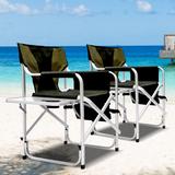 Folding Portable Camping Chair with Side Table Storage Pockets