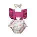 Holiday Savings Deals! Kukoosong Baby Girl Clothes Baby Bodysuits Newborn Infant Baby Girl Vest Mermaid Print Ruffled Romper Bodysuit+Headband Set Purple 80