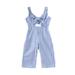 Holiday Savings Deals! Kukoosong Baby Girl Clothes Baby Bodysuits Little Girls Fashionable Casual Girls Striped Bow Strap One-Piece Trousers Blue 2-3 Years