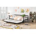 Walker Edison Twin Size Metal Daybed w/ Adjustable Trundle, Pop Up Trundle Wood in Black | Wayfair XD-305