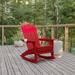 BizChair Adirondack Rocking Chair with Cup Holder Weather Resistant HDPE Adirondack Rocking Chair in Red