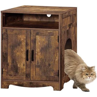 Cat Litter Box Enclosure with Storage, Rustic Brown - Unipaws - EV1037