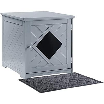 Cat Litter Box Enclosure with Mat,Gray - Unipaws - UH5077