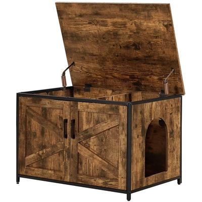 Cat Litter Box Enclosure with Frame Open Top, Rust...