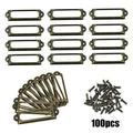 50/100Pc Antique Brass Iron Drawer Cabinet Label Pull Frame Handle Card Holder