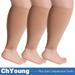 ChYoung 3 Pack Wide Calf Compression Sleeves for Women Men Plus Size Calf Leg Compression Sleeve Knee-High 20-30mHg for Varicose Vein Swelling Edema Travel Beige S Aosijia