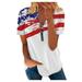 SOOMLON Womens Tops American Flag Shirt Casual Independence Day Printed T Shirt Top 4th Of July Shirts Independence Day Sexy T-Shirt Print Tops Crewneck Short Sleeve White M