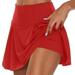 Sksloeg Skorts Skirts for Women In Clothing Pleated Tennis Skirt for Women with Shorts High Waisted Golf Skirts Workout Running Sports Athletic Skort Red XL