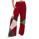 High Waisted Linen Pants Women Wide Leg Palazzo Pants for Women Plus Size High Waisted Trousers Casual Stretchy Joggers Palazzo Lounge Pants Pocket Pantalones De Mujer