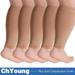 ChYoung 5 Pack Wide Calf Compression Sleeves for Women Men Plus Size Calf Leg Compression Sleeve Knee-High 20-30mHg for Varicose Vein Swelling Edema Travel Beige M Aosijia