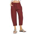 High Waisted Trousers Women Linen Pants for Women Casual Summer Drawstring Pant High Waisted Wide Leg Trousers Loose Fit Work Pant Sport Joggers Baggy Pants Women