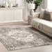 Gray Rectangle 9' x 12' Area Rug - Steelside™ Teo Machine Washable Oriental Medallion Area Rug in Light/Brown Polyester | Wayfair