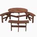 Highland Dunes Zenobius Round 6 - Person 35.43" Long Complete Patio Set Wood in Brown | 35.43 W in | Wayfair 63A097B39B6745AC812AAFC4575DF6D1