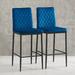 George Oliver Modern Velvet Stool Bar Stool Dining Chair Set Of 2 Metal in Blue | 38 H x 15.7 W x 19.7 D in | Wayfair