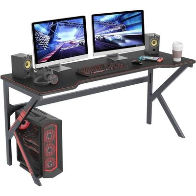 Gaming Tisch Schreibtisch 160 cm pc Gamer Schreibtisch Großer schwarzer Computertisch für Spielraum Image