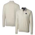 Men's Cutter & Buck Oatmeal Seattle Seahawks Helmet Lakemont Tri-Blend Quarter-Zip Pullover Sweater