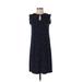 Ann Taylor Factory Casual Dress - Shift Keyhole Sleeveless: Blue Polka Dots Dresses - Women's Size X-Small