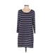 BB Dakota Casual Dress - Shift Scoop Neck 3/4 sleeves: Blue Color Block Dresses - Women's Size Medium