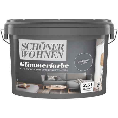 „SCHÖNER WOHNEN-FARBE Wand- und Deckenfarbe „“Trendstruktur Glimmerfarbe““ Farben 2,5 Liter, Wandfarbe mit funkelnden Glitzerpartikeln Gr. 2,5 l 2500 ml, grau (stardust grey) Wandfarbe bunt“