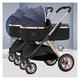 Twin Baby Pram Stroller,Double Infant Stroller Foldable Double Seat Tandem Stroller Lightweight Double Stroller for Infant & Toddler,Compact Easy Fold,Large Storage Basket (Color : Blue)