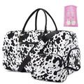 Travel Duffle Bag for Women Weekend, Hospital Bags with Toiletry Bag, Weekender Bags with Shoe Compartment, Carry On Overnight Holdall Bag for Women, Gym Bag with Wet Pocket Black Cow