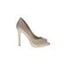 BCBGeneration Heels: Pumps Stilleto Cocktail Party Gold Print Shoes - Women's Size 6 - Peep Toe