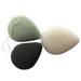 Homemaxs 3PC Drop Shape Facial Sponge Natural Activated Bamboo Charcoal Face Cleansing Exfoliating Sensitive Skin Body Massage Tools for Women and Men (Black Green and Beige)