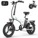 Elifine 16 Ã—3.0 Fat Tire Folding Electric Bike for Adults 350W Lockable Suspension Fork Electric Bicycle LCD Display Foldable Ebike with 48V 7.8Ah Battery 19.8 mph Snow Bike up to 50 Miles Range
