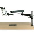 AmScope 3.5-225X Trinocular Articulating Arm Pillar Clamp 144-LED Zoom Stereo Microscope New