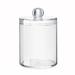 Farfi Storage Box with Lid Dustproof Transparent Acrylic Round Shape Cotton Swab Container Desktop Organizer Home Use (Clear)