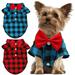 GINDOOR Plaid Puppy Shirt - Cute Boy Dog Clothes and Bow Tie Combo Dog Outfit for Small Dogs Cats Birthday Party and Holiday Photosï¼Œ2 Pack
