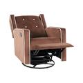 Winston Porter Parkhur 29" Wide Upholstered Manual Swivel Recliner Chair Reclining Nursery Glider Rocker Recliner in Brown | Wayfair