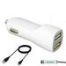 2.1Ah Micro USB Car/ DC Charger for LG Stylo 3 X power 2 Aristo M210 K3 2017 K4 2017 K8 2017 K10 2017 Tribute HD Classic (Dual USB Port Charging Cable included) - White + MND Stylus