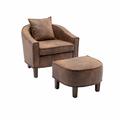 Barrel Chair - Red Barrel Studio® Mariajulia 29.13" W Barrel Chair & Ottoman Microfiber/Microsuede in Brown | 26.77 H x 29.13 W x 27.17 D in | Wayfair