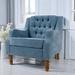 Club Chair - Alcott Hill® Smethwick 25.9" Wide Tufted Club Chair Linen in Blue | 29.51 H x 25.9 W x 24.8 D in | Wayfair