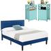 Winston Porter Belavida Steel Platform 3 Piece Bedroom Set Upholstered/Metal in Blue | 46.7 H x 60 W x 81.3 D in | Wayfair