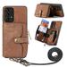 for Samsung Galaxy A53 5G Wallet Case PU Leather Case with Back Card Holder Kickstand Magnetic Button Flip Folio Shockproof Zipper Crossbody Strap Purse Phone Case for A53 5G Brown