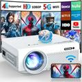 Projector with WiFi and Bluetooth 5G WiFi Native 1080P Outdoor Projector 10000L Support 4K Portable Movie Projector with Screen and Max 300 for iOS/Android/Laptop/TV Stick/HDMI/USB/VGA/TF