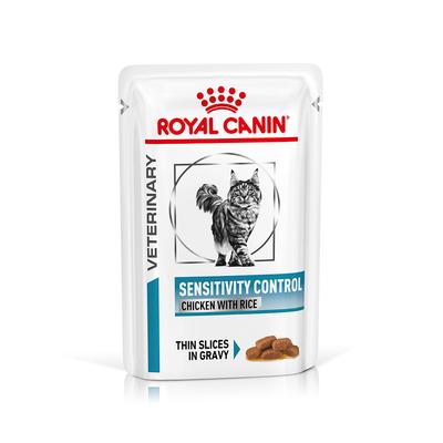 48x85g Royal Canin Veterinary Feline Sensitivity Control Huhn & Reis in Soße Katzenfutter nass