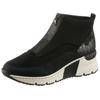 Schlupfboots RIEKER, Damen, Gr. 36, schwarz, Nubuklederimitat, Textil, Reptilienprägung, Veloursleder, sportlich, Schuhe, Stiefelette, High Top Sneaker mit Reißverschluss auf der Vorderseite