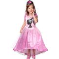 Rubies Barbie-Kostüm, offizielles Barbie-Kleid, luxuriös, Prinzessin, Pailletten, für Kinder, Größe 3 – 4 Jahre, Kostüm mit Kleid, Bustier und Diadem Rosa