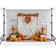 Kate 7×5ft Fall Thanksgiving Fabric Photo Backdrop Photography White Plank Brick Wall Backdrop Pumpkin Maple Leaf Sunflower Decorative Background Studio Props for Photo Video Party